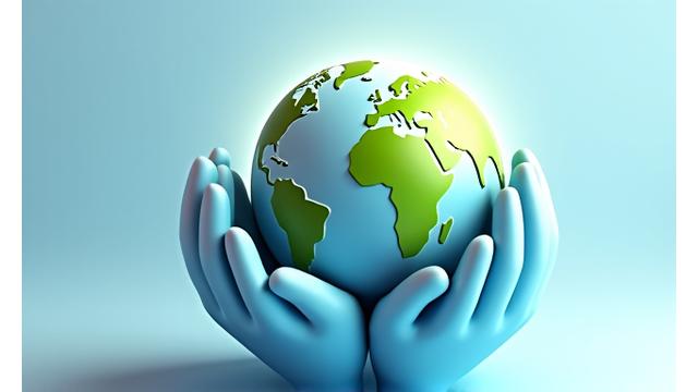 '1% for the Planet' 로고와 지구를 감싸는 손